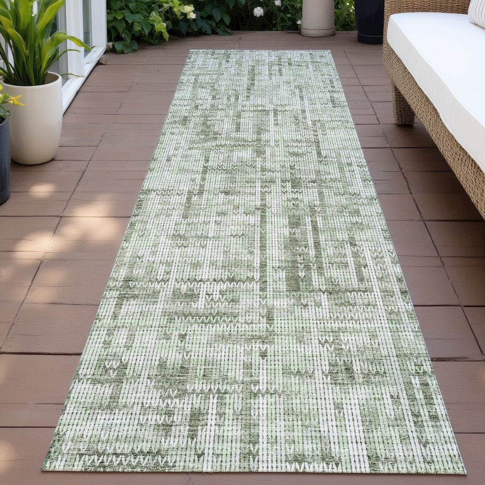 Machine Washable Indoor/Outdoor Chantille ACN2130 Green 2'3" x 7'6" Runner Rug