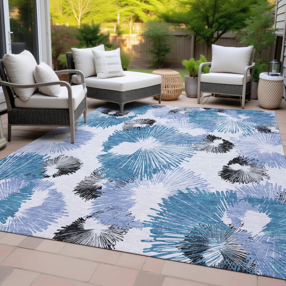 Machine Washable Indoor/Outdoor Chantille ACN2132 Blue 2'6" x 3'10" Rug