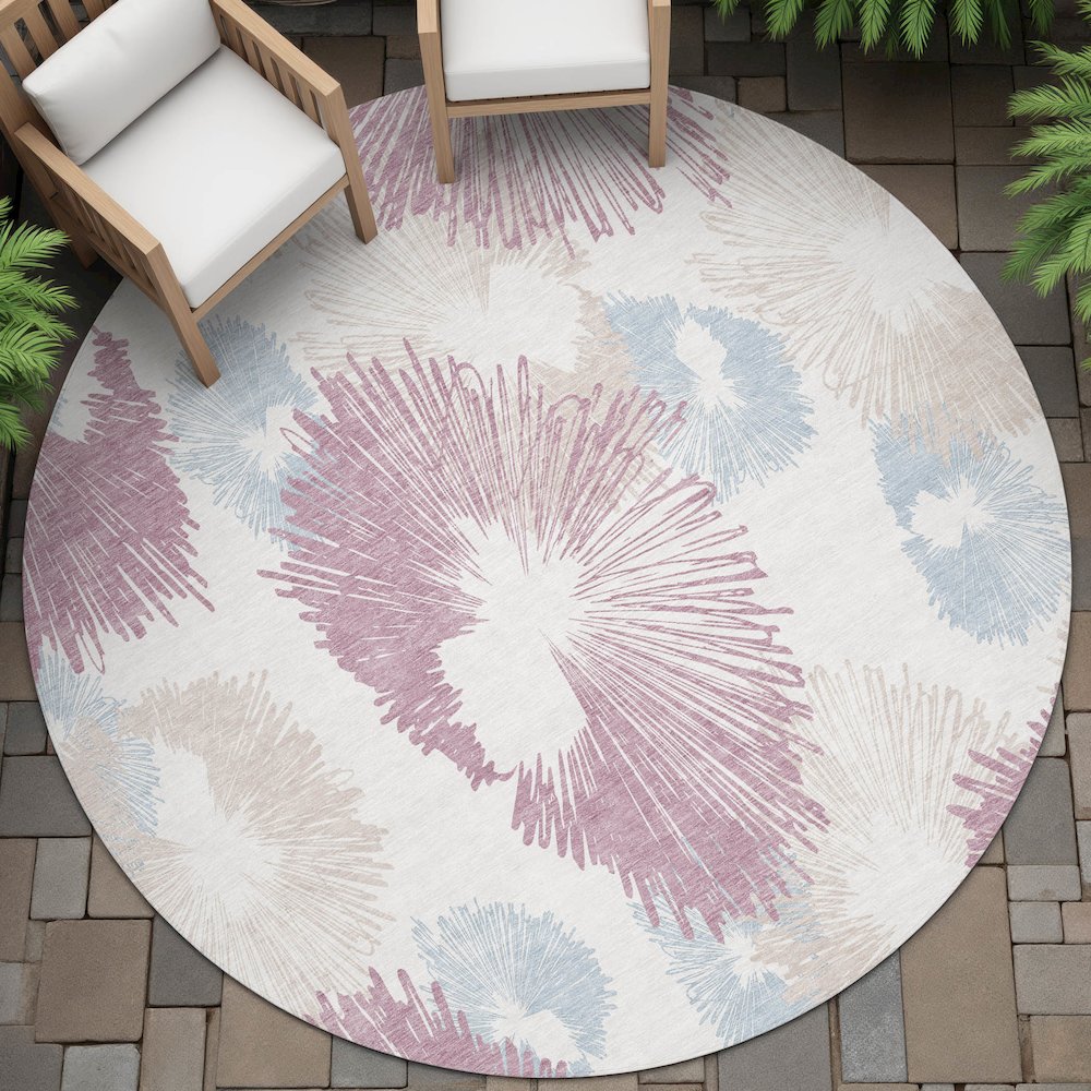 Machine Washable Indoor/Outdoor Chantille ACN2132 Blush 8' x 8' Round Rug