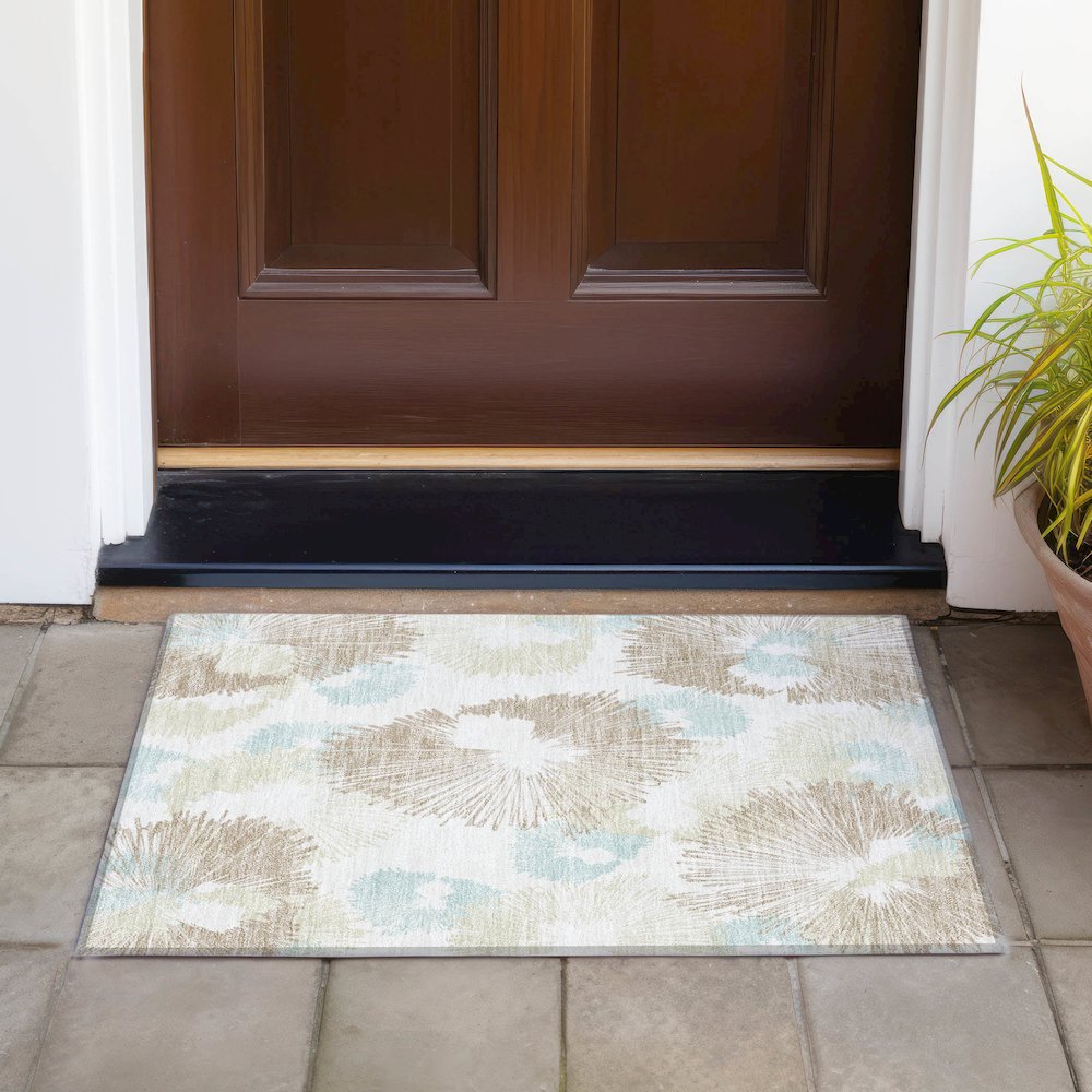 Machine Washable Indoor/Outdoor Chantille ACN2132 Mocha 1'8" x 2'6" Rug