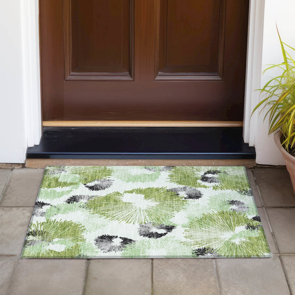 Machine Washable Indoor/Outdoor Chantille ACN2132 Olive 1'8" x 2'6" Rug