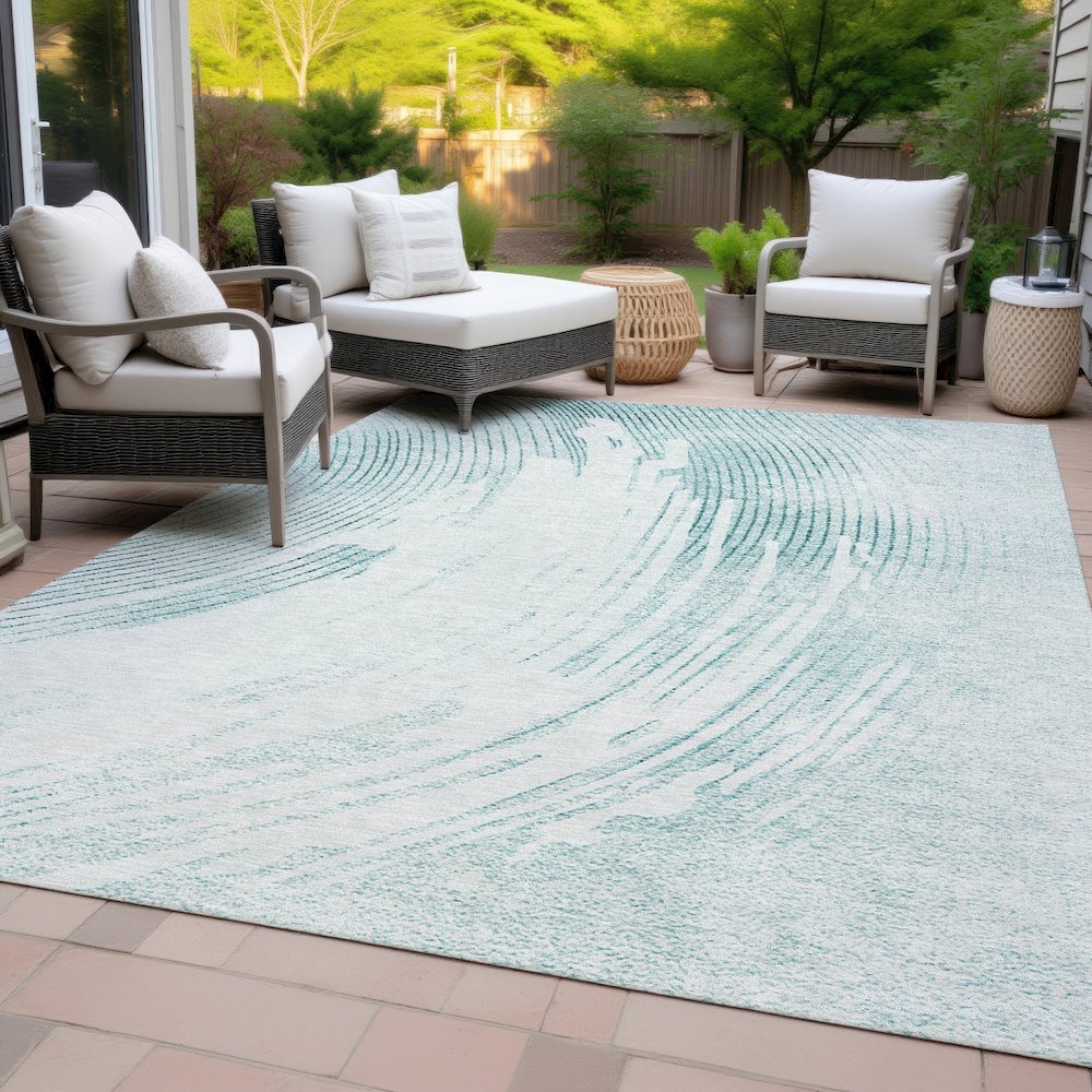 Machine Washable Indoor/Outdoor Chantille ACN2133 Teal 2'6" x 3'10" Rug