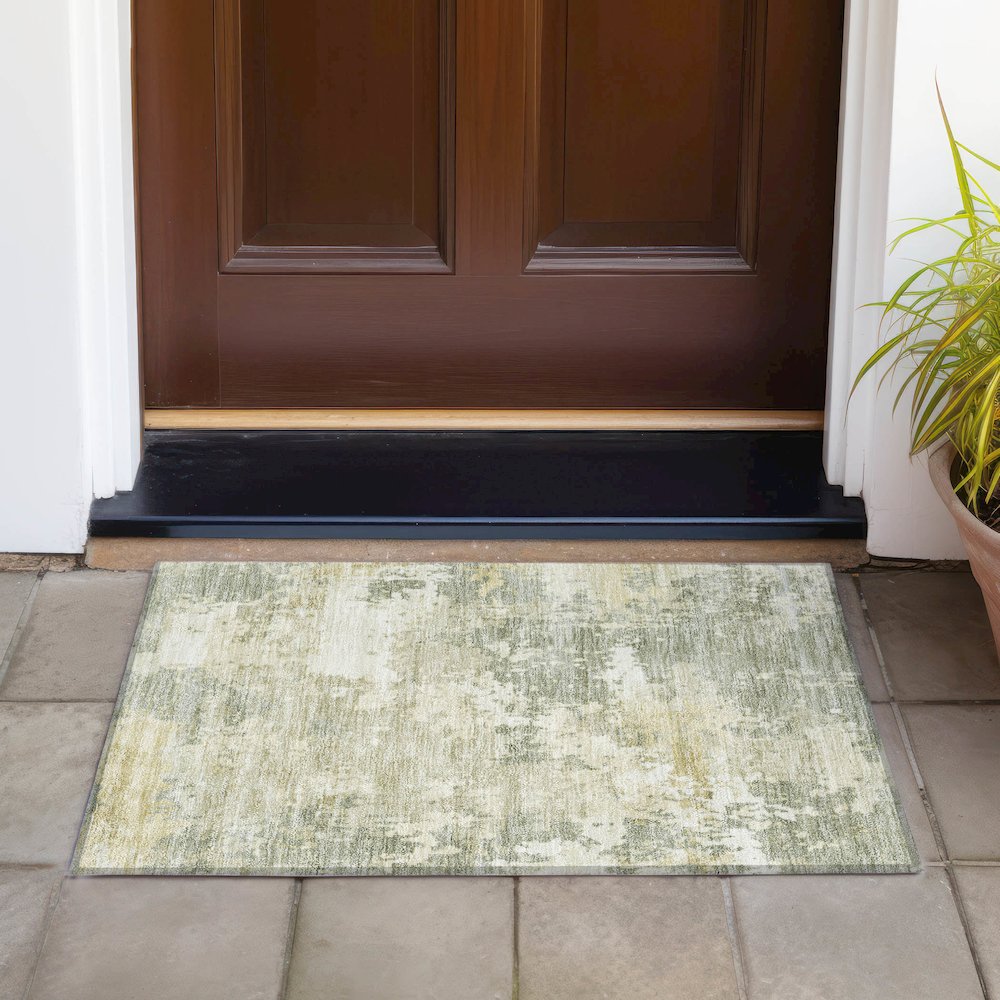 Machine Washable Indoor/Outdoor Chantille ACN2142 Sage 1'8" x 2'6" Rug