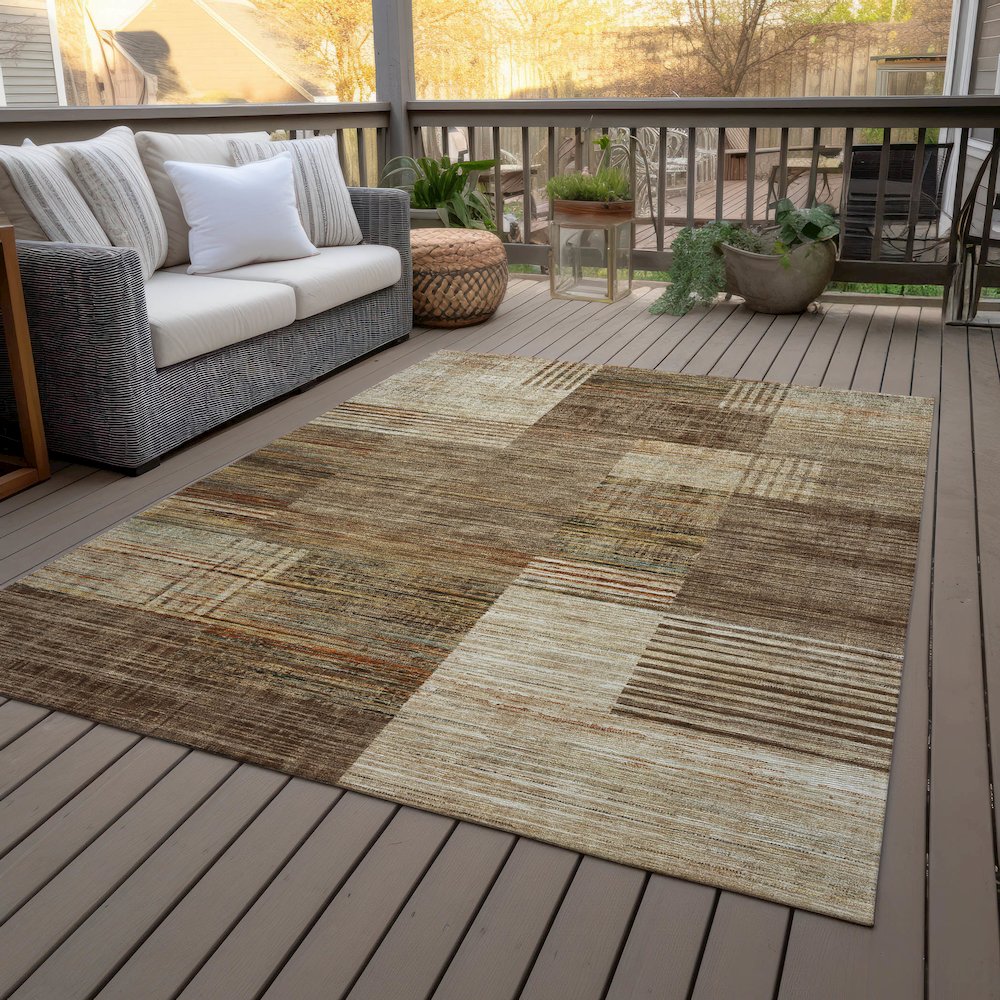 Machine Washable Indoor/Outdoor Chantille ACN2149 Brown 2'6" x 3'10" Rug