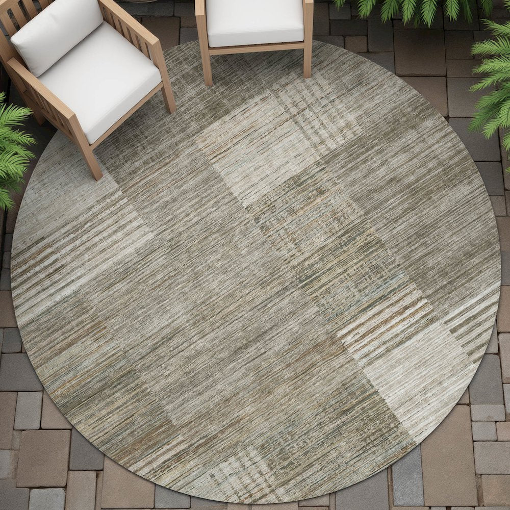 Machine Washable Indoor/Outdoor Chantille ACN2149 Pewter 8' x 8' Round Rug