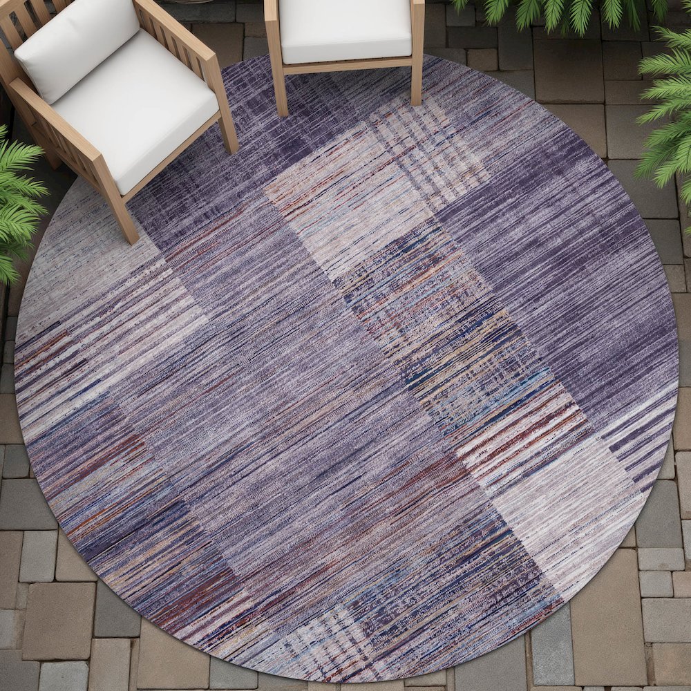 Machine Washable Indoor/Outdoor Chantille ACN2149 Plum 8' x 8' Round Rug