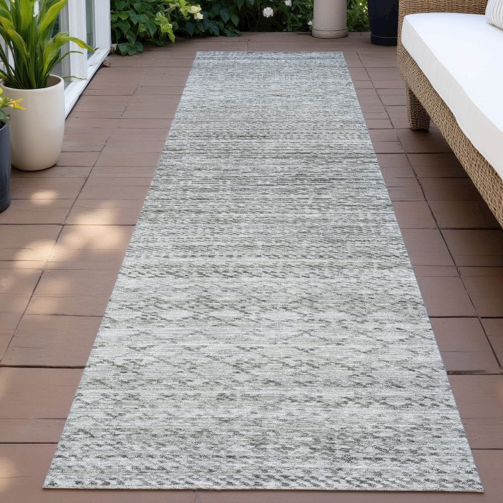 Machine Washable Indoor/Outdoor Chantille ACN2150 Gray 2'3" x 7'6" Runner Rug