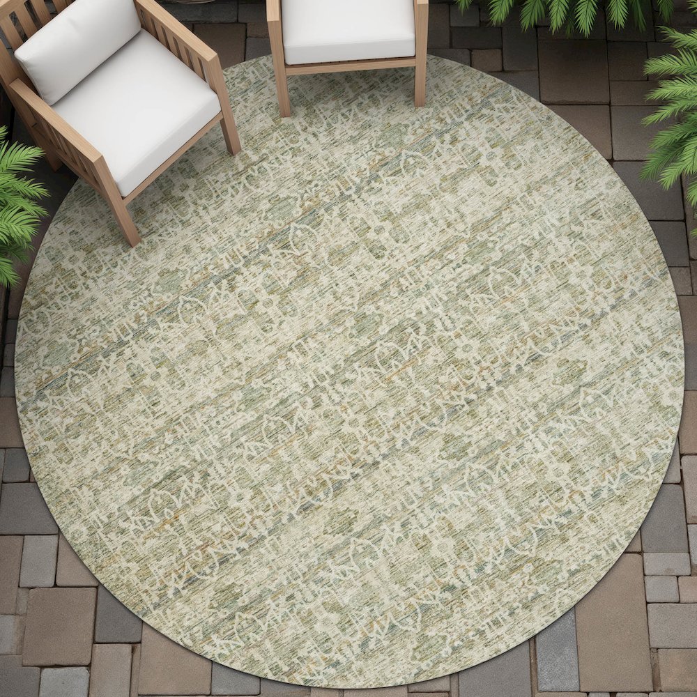 Machine Washable Indoor/Outdoor Chantille ACN2152 Sage 8' x 8' Round Rug