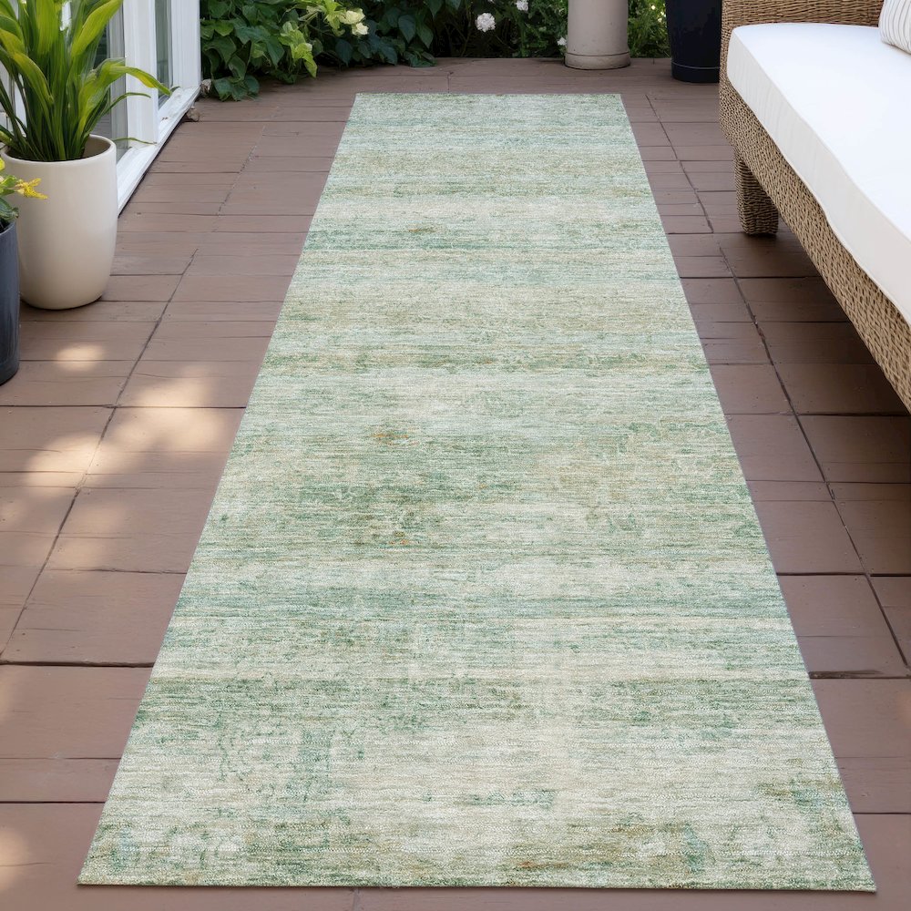 Machine Washable Indoor/Outdoor Chantille ACN2154 Green 2'3" x 7'6" Runner Rug