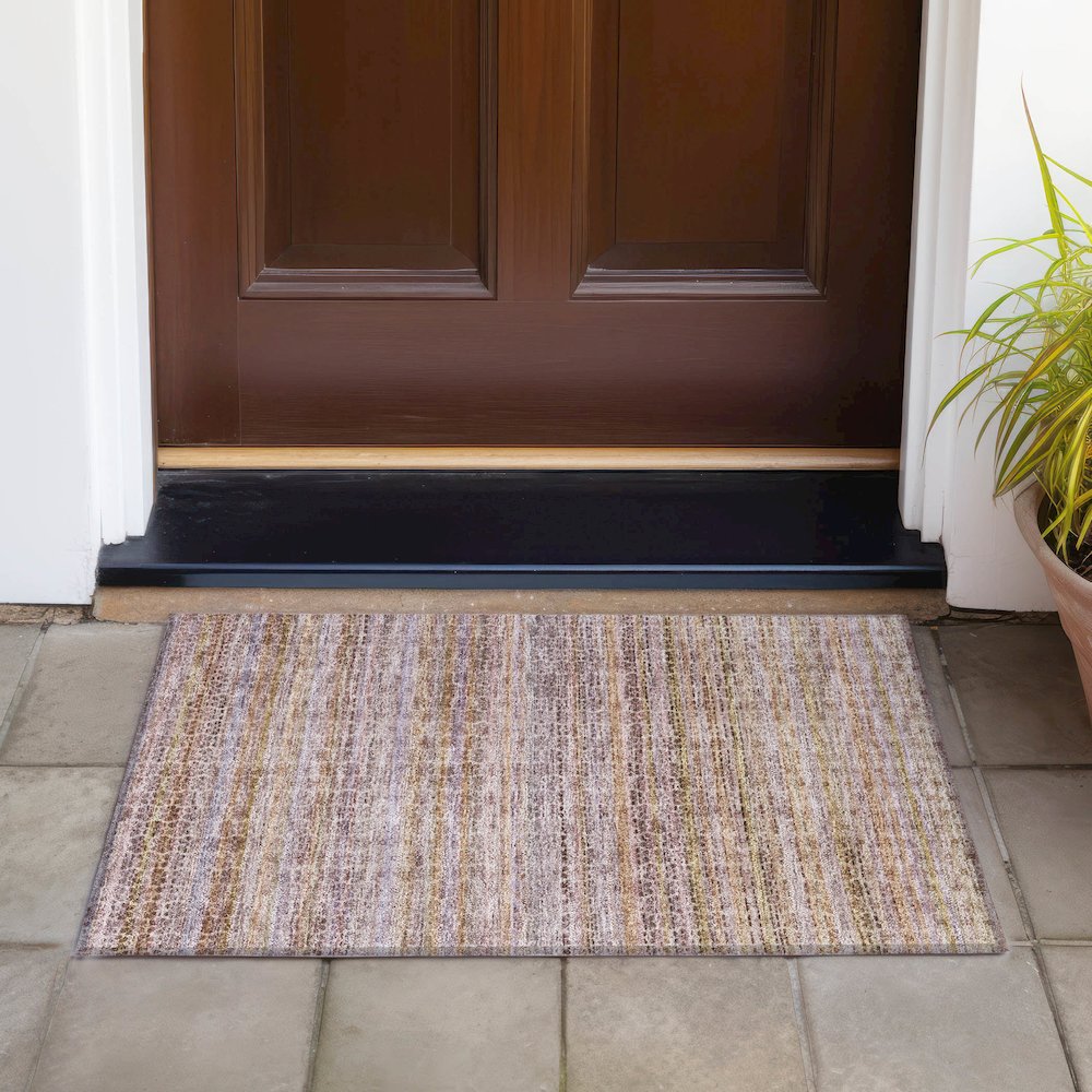 Machine Washable Indoor/Outdoor Chantille ACN2155 Khaki 1'8" x 2'6" Rug