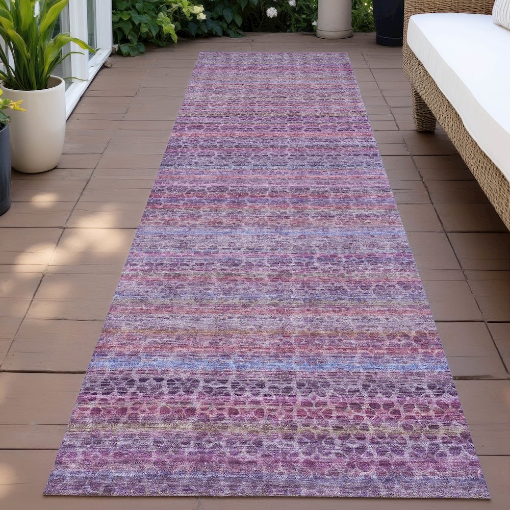Machine Washable Indoor/Outdoor Chantille ACN2155 Purple 2'3" x 7'6" Runner Rug