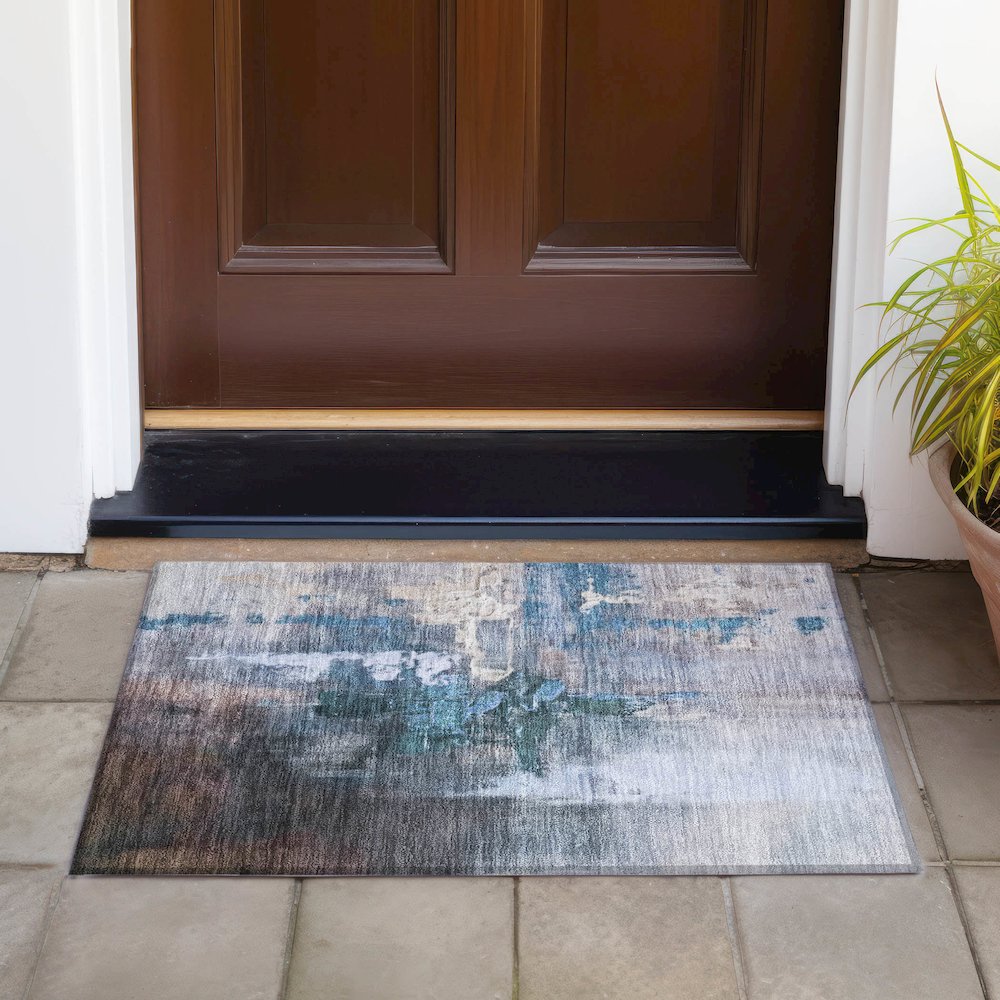 Machine Washable Indoor/Outdoor Chantille ACN2157 Blue 1'8" x 2'6" Rug