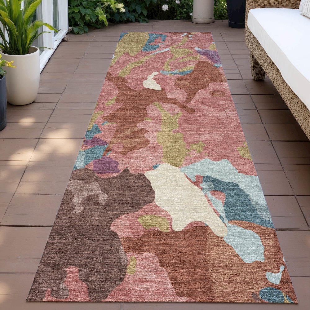 Machine Washable Indoor/Outdoor Chantille ACN2161 Pink 2'3" x 7'6" Runner Rug
