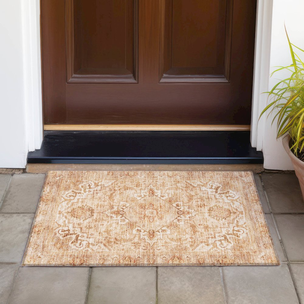 Machine Washable Indoor/Outdoor Chantille ACN2164 Copper 1'8" x 2'6" Rug