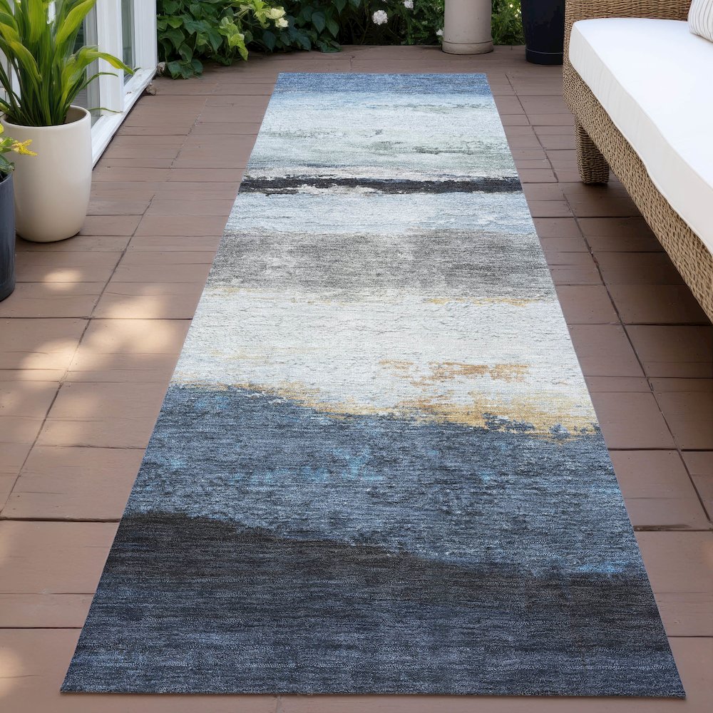 Machine Washable Indoor/Outdoor Chantille ACN2169 Blue 2'3" x 7'6" Runner Rug