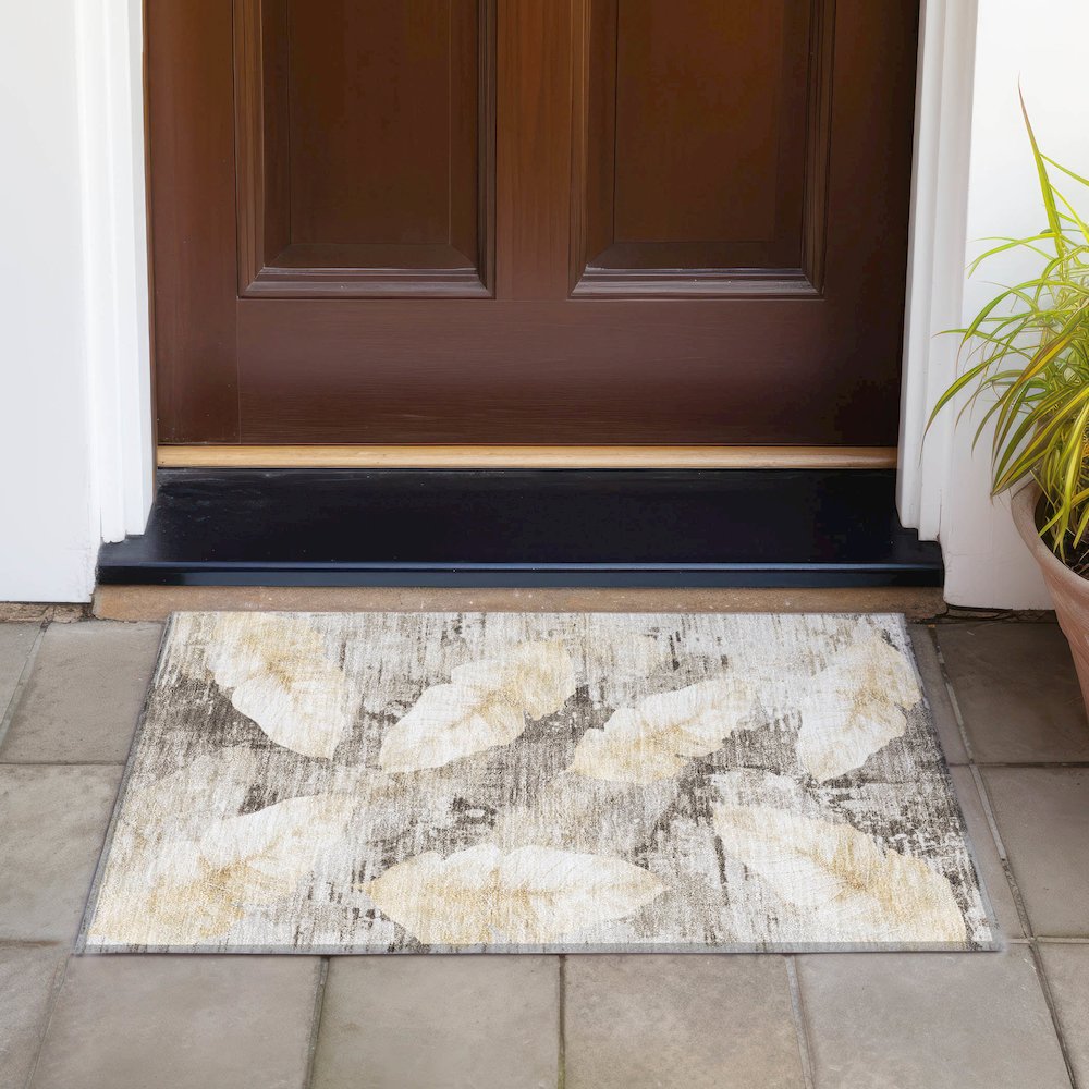 Machine Washable Indoor/Outdoor Chantille ACN2172 Brown 1'8" x 2'6" Rug
