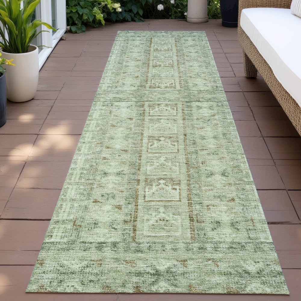 Machine Washable Indoor/Outdoor Chantille ACN2173 Sage 2'3" x 7'6" Runner Rug