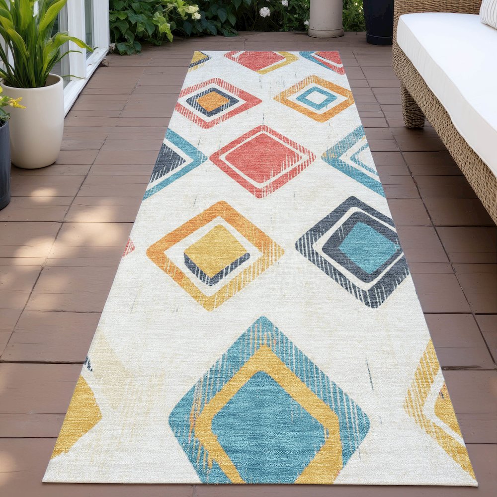 Machine Washable Indoor/Outdoor Chantille ACN2180 Ivory 2'3" x 7'6" Runner Rug