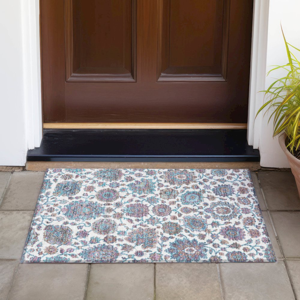 Machine Washable Indoor/Outdoor Chantille ACN2187 Teal 1'8" x 2'6" Rug