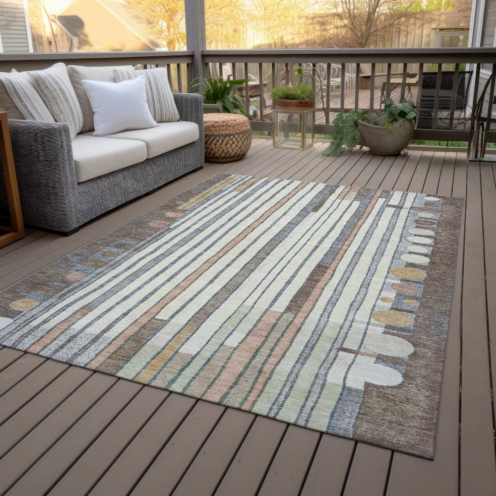 Machine Washable Indoor/Outdoor Chantille ACN2189 Brown 2'6" x 3'10" Rug