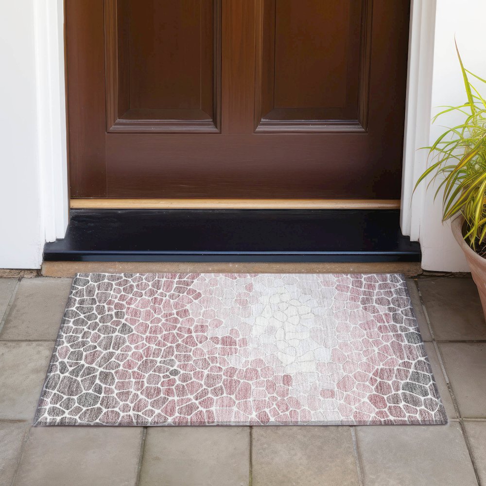 Machine Washable Indoor/Outdoor Chantille ACN2190 Blush 1'8" x 2'6" Rug