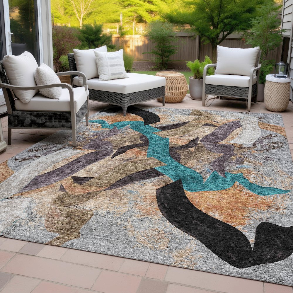 Machine Washable Indoor/Outdoor Chantille ACN2191 Gray 2'6" x 3'10" Rug