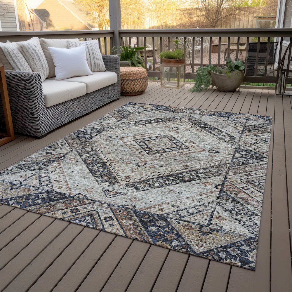 Machine Washable Indoor/Outdoor Chantille ACN2195 Black 2'6" x 3'10" Rug