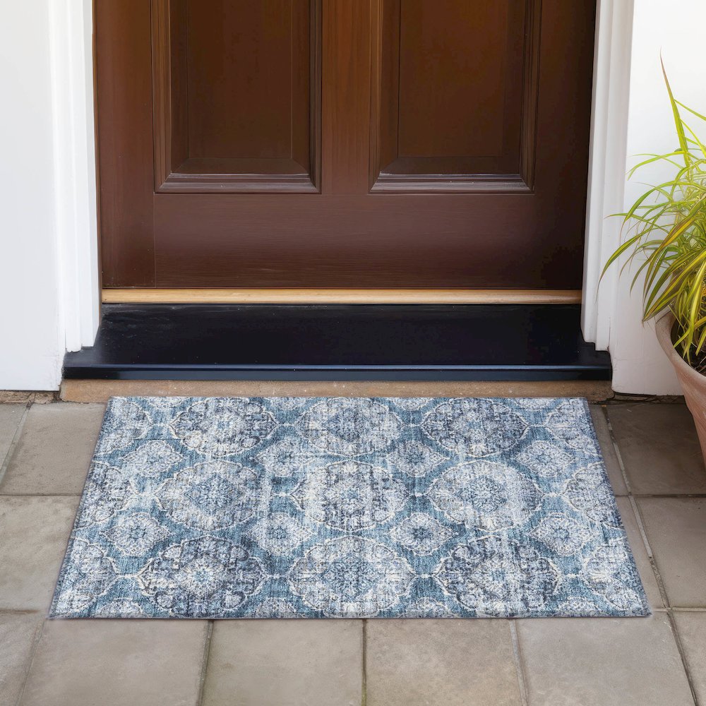 Machine Washable Indoor/Outdoor Chantille ACN2196 Denim 1'8" x 2'6" Rug