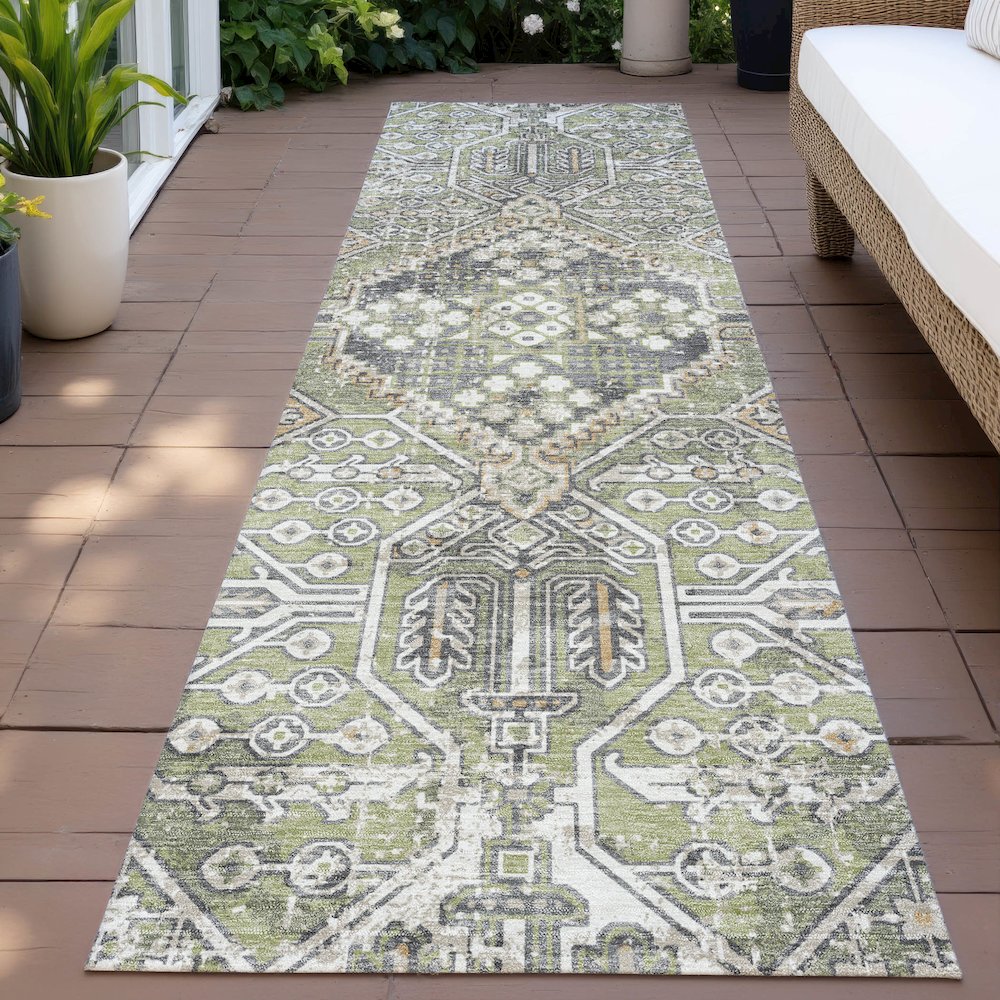 Machine Washable Indoor/Outdoor Chantille ACN2197 Aloe 2'3" x 7'6" Runner Rug