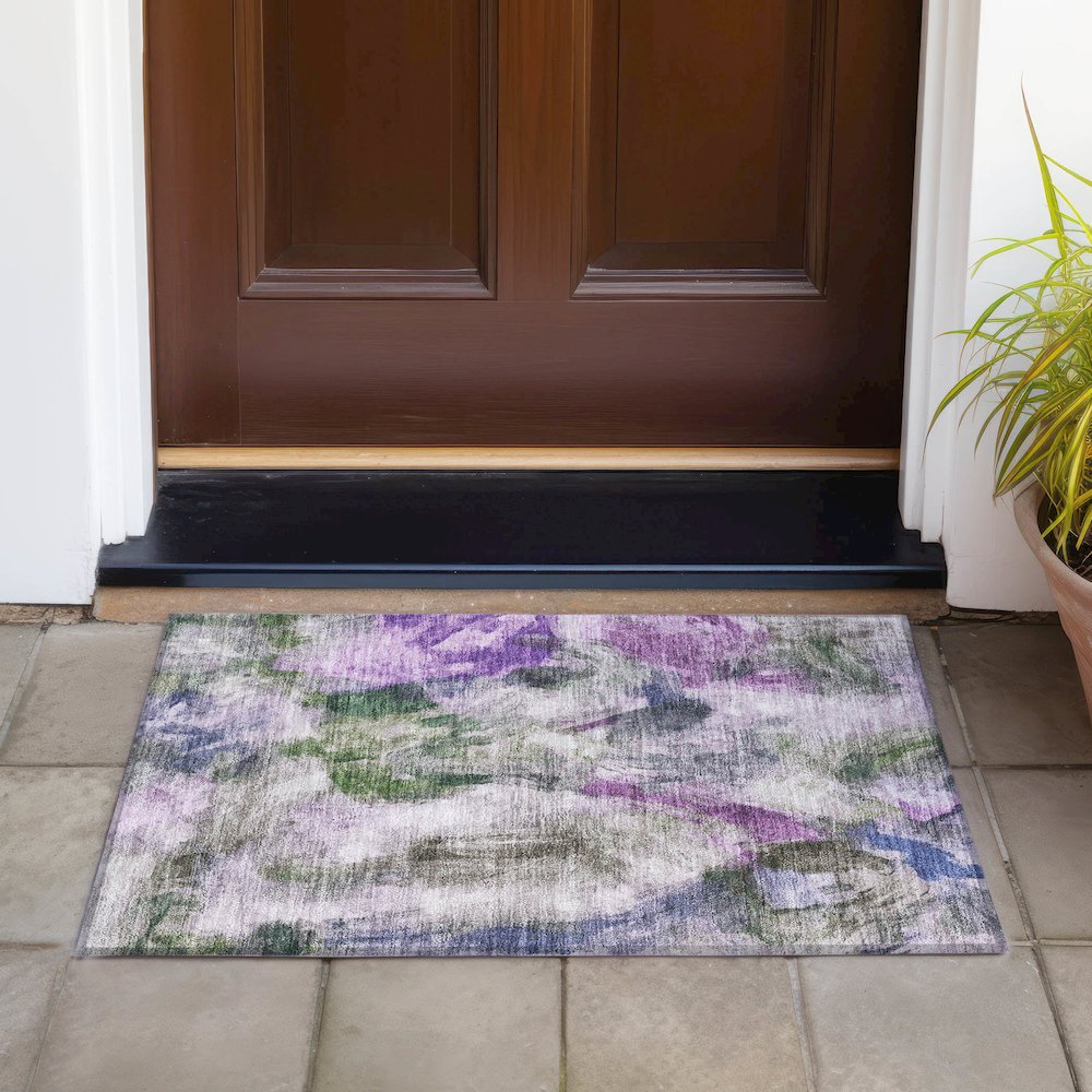 Machine Washable Indoor/Outdoor Chantille ACN2204 Lavender 1'8" x 2'6" Rug