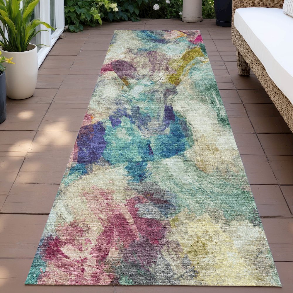 Machine Washable Indoor/Outdoor Chantille ACN2204 Sage 2'3" x 7'6" Runner Rug