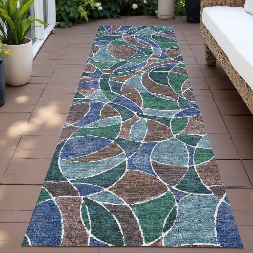 Machine Washable Indoor/Outdoor Chantille ACN2208 Blue 2'3" x 7'6" Runner Rug