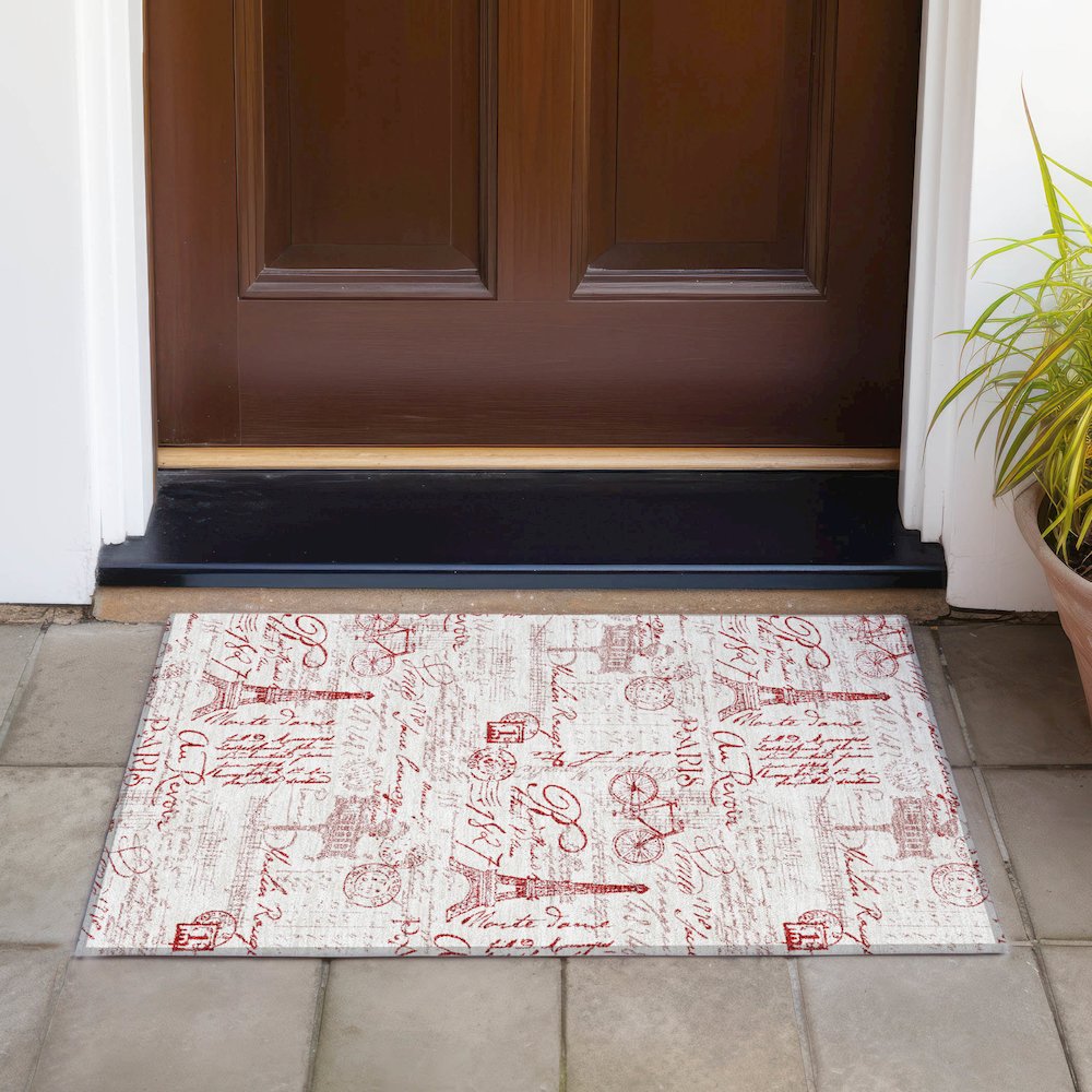 Machine Washable Indoor/Outdoor Chantille ACN2209 Red 1'8" x 2'6" Rug