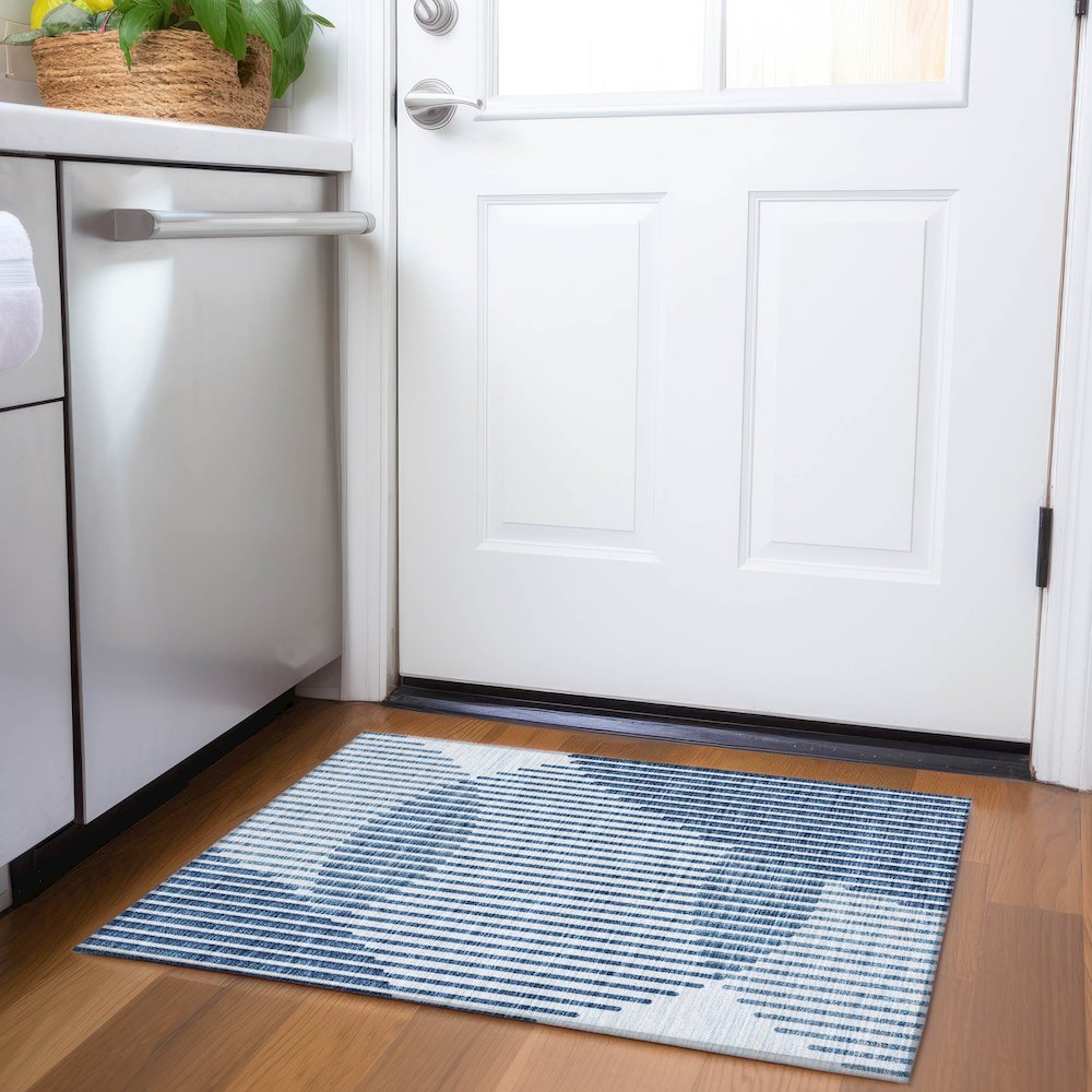 Premium Machine Washable Mayfield AMF1001 Blue 1'8" x 2'6" Rug