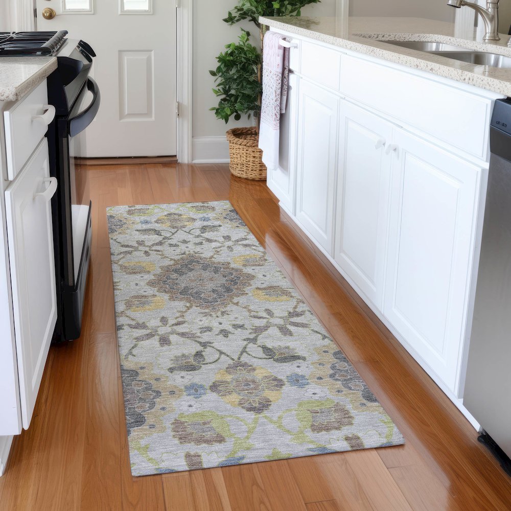 Premium Machine Washable Mayfield AMF1002 Gray 2'3" x 7'6" Runner Rug