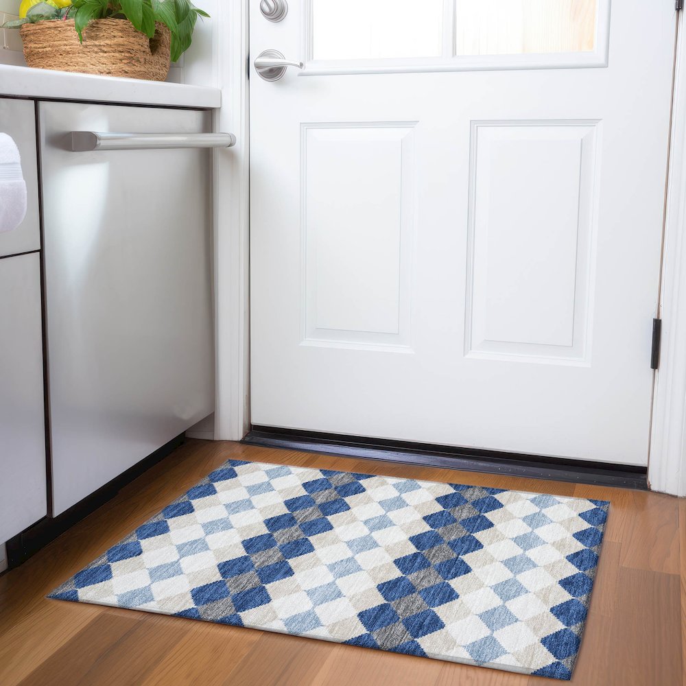 Premium Machine Washable Mayfield AMF1007 Navy 1'8" x 2'6" Rug