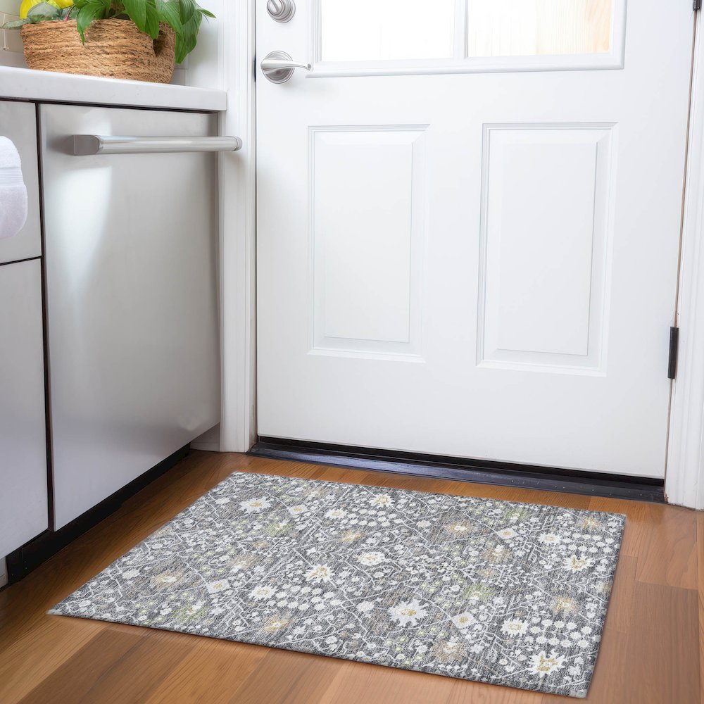 Premium Machine Washable Mayfield AMF1009 Charcoal 1'8" x 2'6" Rug