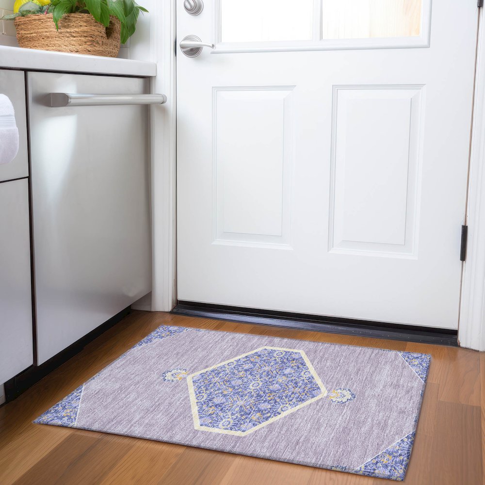 Premium Machine Washable Mayfield AMF1011 Lavender 1'8" x 2'6" Rug