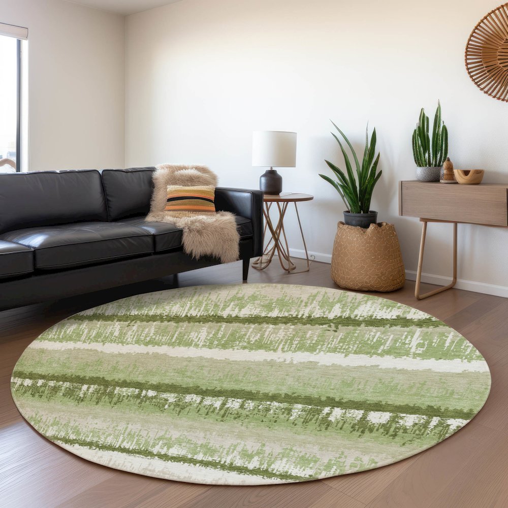 Premium Machine Washable Mayfield AMF1013 Aloe 8' x 8' Round Rug