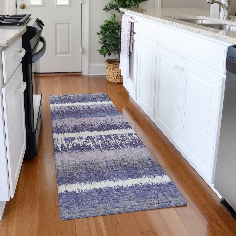Premium Machine Washable Mayfield AMF1013 Purple 2'3" x 7'6" Runner Rug