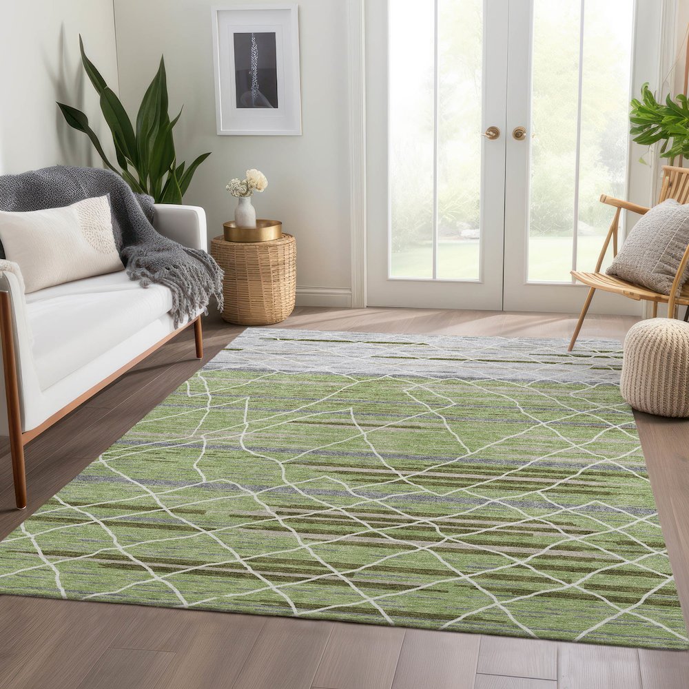 Premium Machine Washable Mayfield AMF1025 Aloe 2'6" x 3'10" Rug