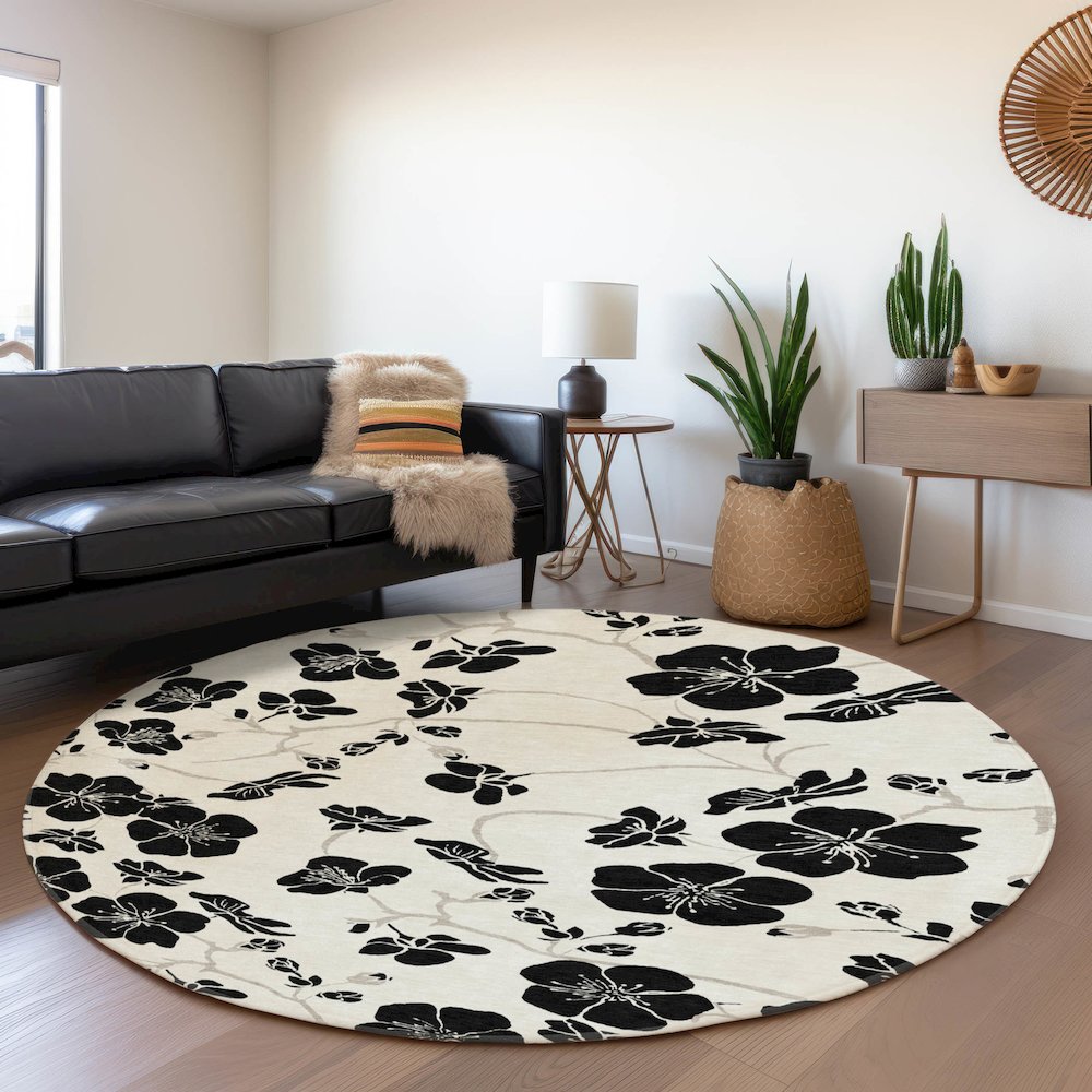Premium Machine Washable Mayfield AMF1034 Ivory 8' x 8' Round Rug