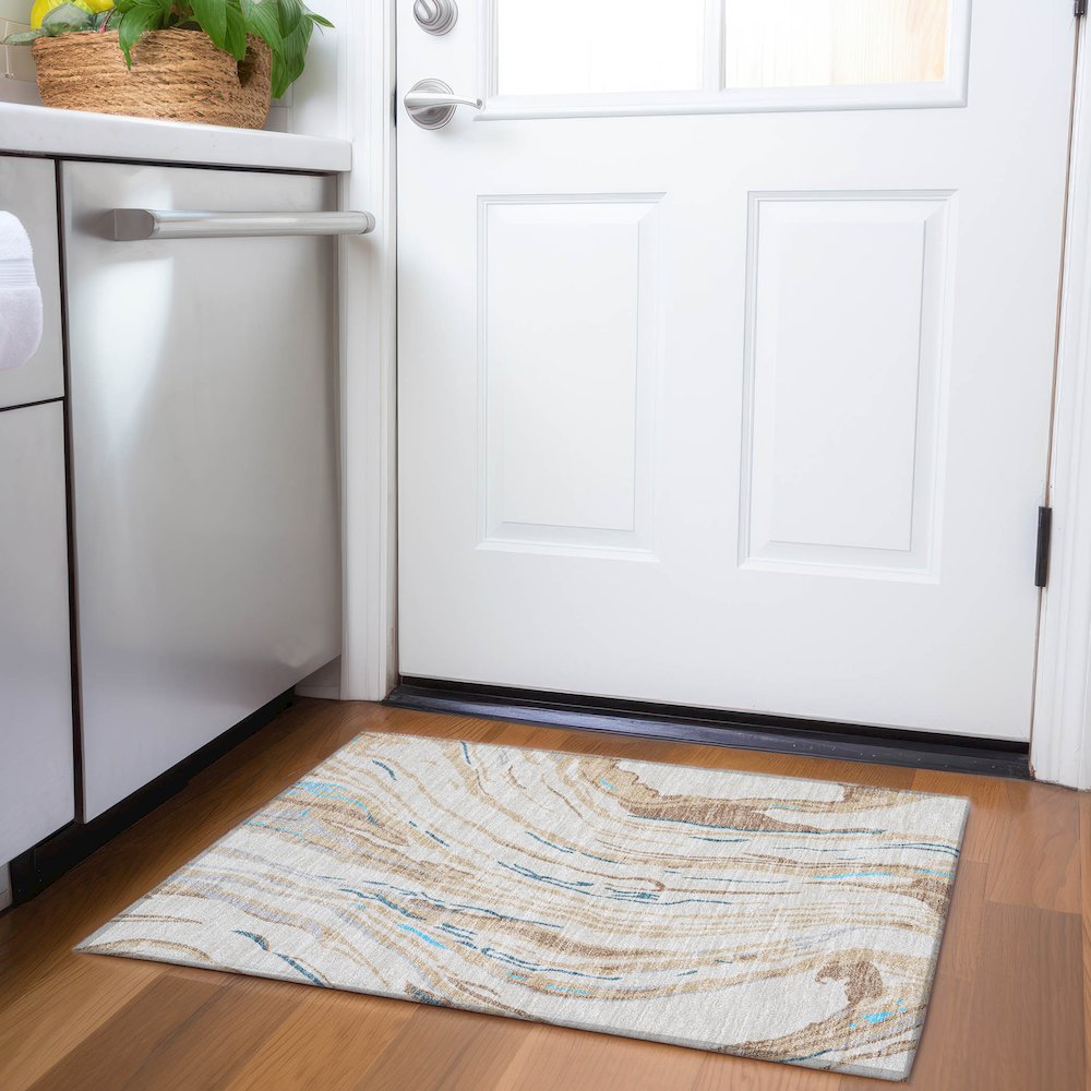Premium Machine Washable Mayfield AMF1037 Beige 1'8" x 2'6" Rug
