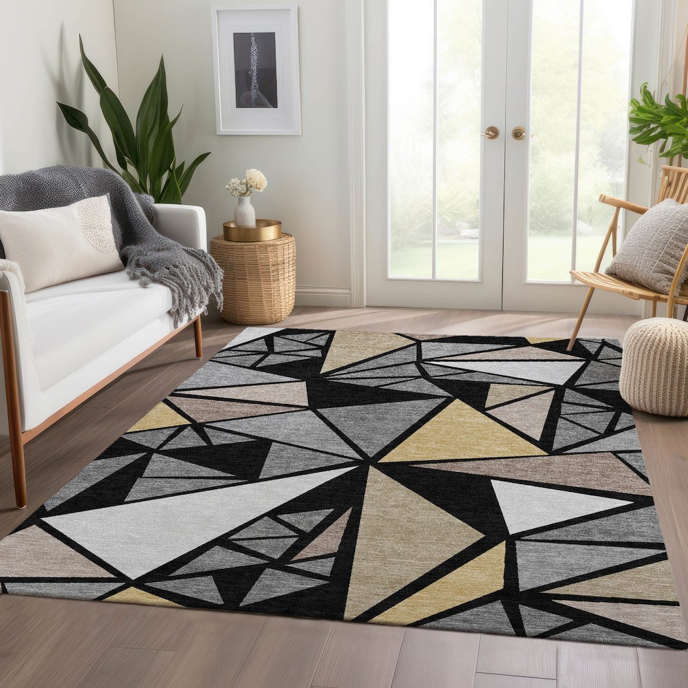 Premium Machine Washable Mayfield AMF1039 Black 2'6" x 3'10" Rug