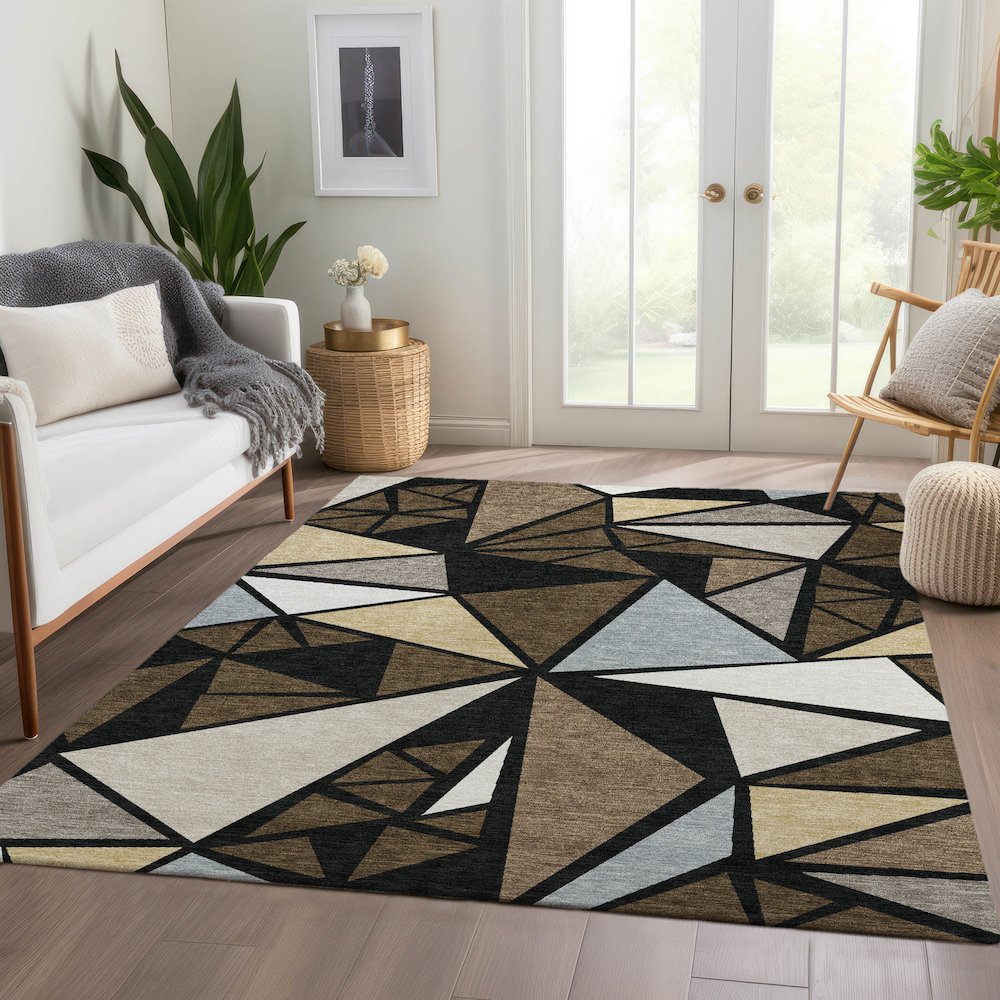 Premium Machine Washable Mayfield AMF1039 Brown 2'6" x 3'10" Rug