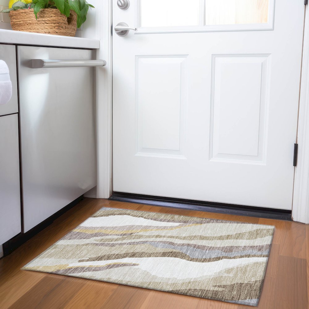 Premium Machine Washable Mayfield AMF1047 Beige 1'8" x 2'6" Rug