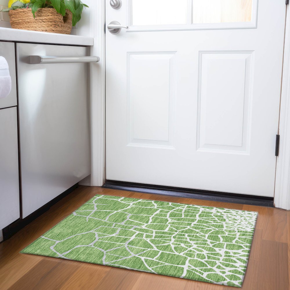 Premium Machine Washable Mayfield AMF1049 Green 1'8" x 2'6" Rug