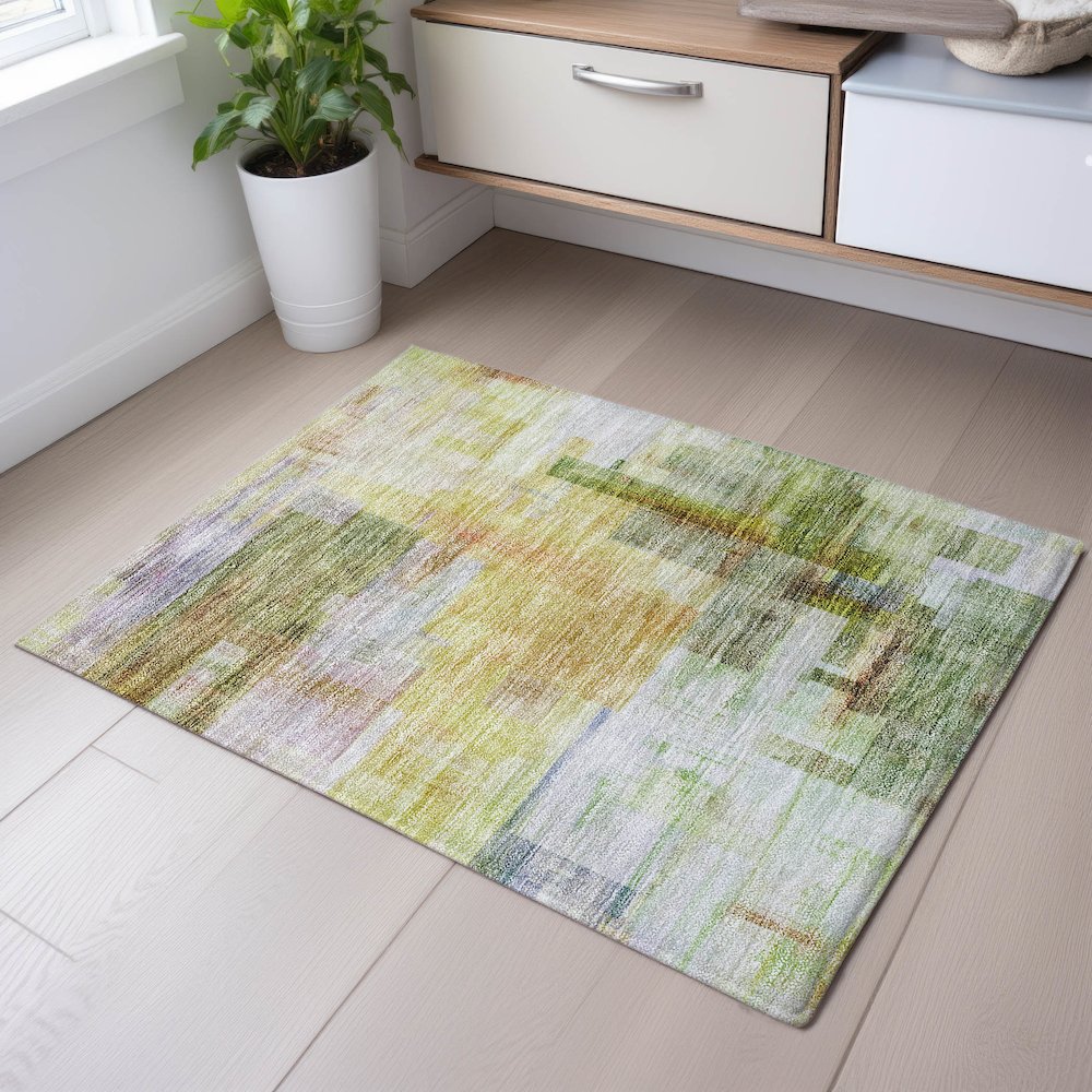 Premium Machine Washable Mayfield AMF1067 Green 1'8" x 2'6" Rug