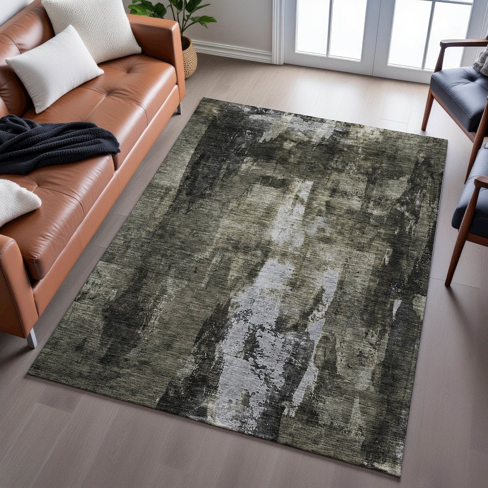 Premium Machine Washable Mayfield AMF1077 Charcoal 2'6" x 3'10" Rug