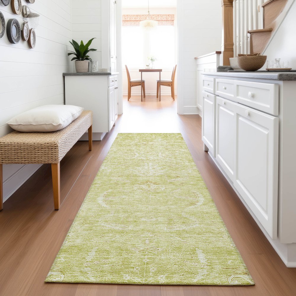 Premium Machine Washable Mayfield AMF1083 Aloe 2'3" x 7'6" Runner Rug